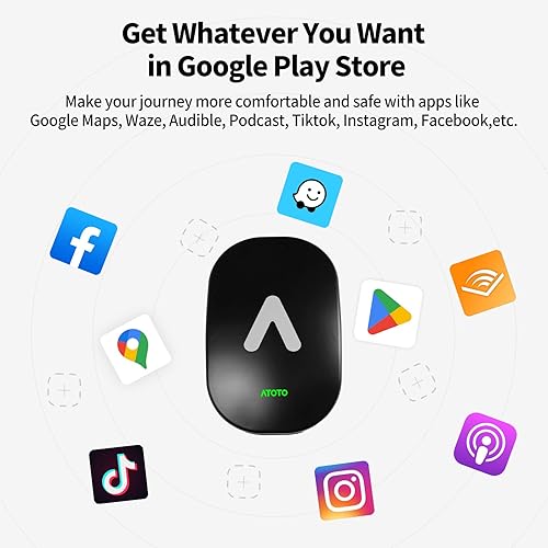 Miniatura 3 de ATOTO AD6 Wireless Carplay Android Adaptador multimedia automático, para unidad principal Carplay con cable, caja AI, sistema Android, 4GB+64GB,