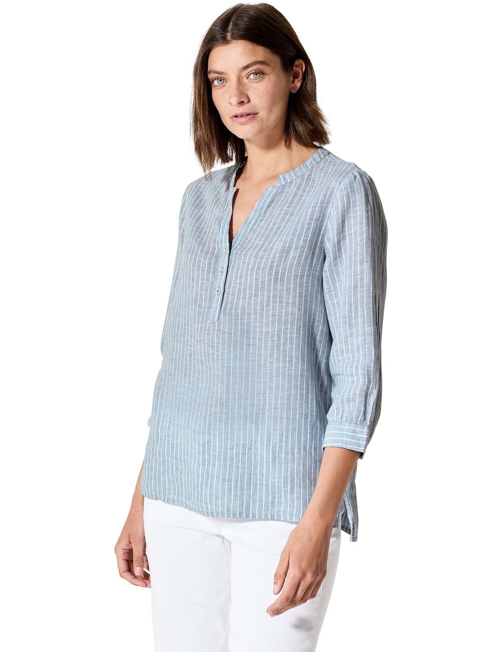 Cecil Damen Gestreifte Leinenbluse