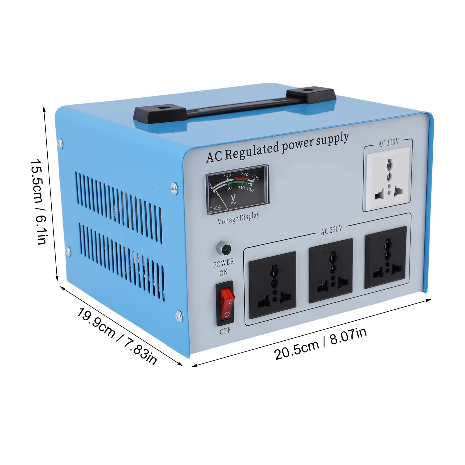 Hyuduo AC-geregeltes Netzteil, ABS-Spannungswandler-Transformator, 1500 W, Einphasiger Automatischer Spannungsregler, 160 Bis 250 V, für Heim- und Büroelektronik (160–250 V EU-Stecker)