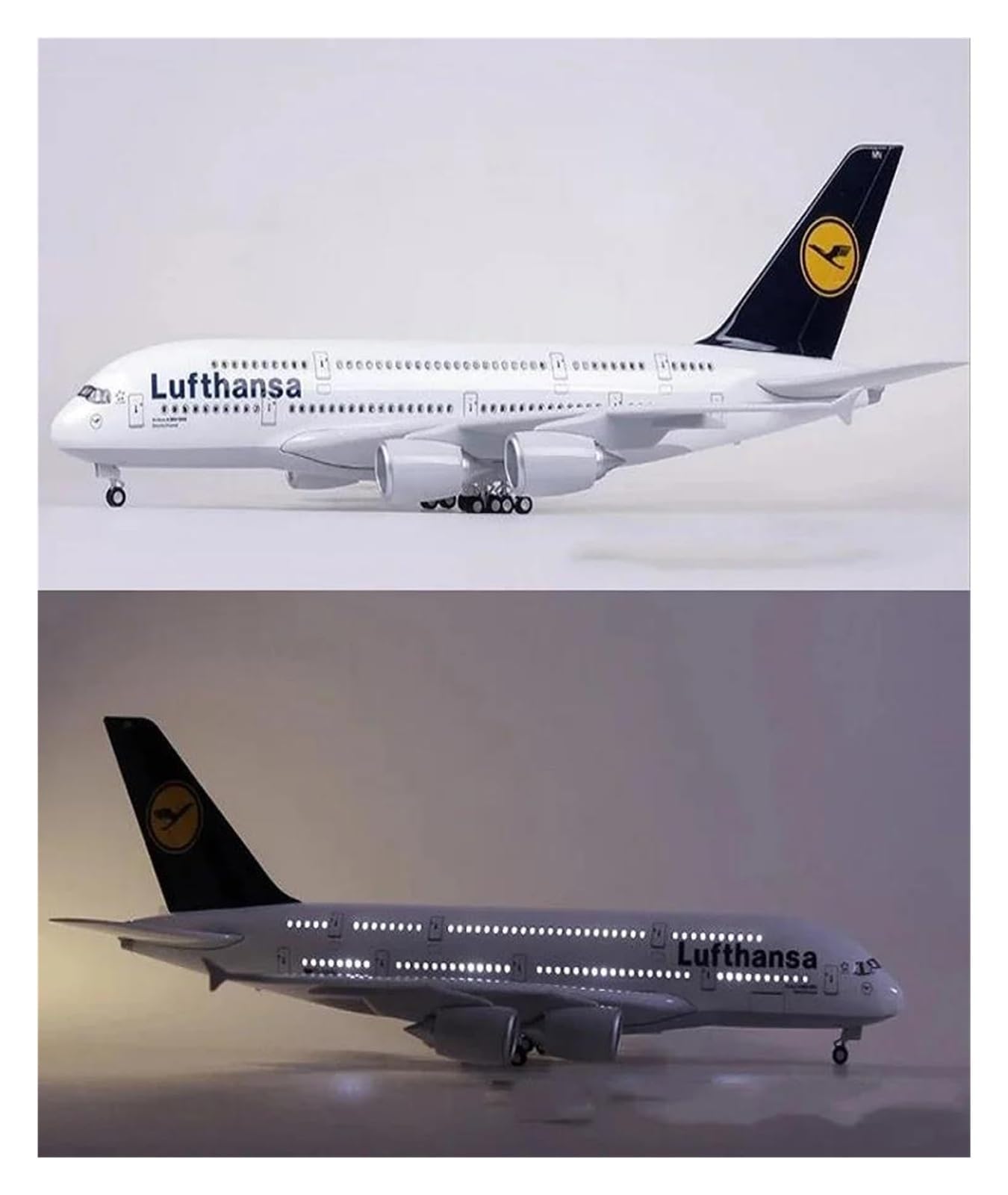 Odlewany metalowy samolot 1:160 Model samolotu do modeli samolotów Lufthansa A380 Odlewane samoloty Duży model samolotu z żywicy Klasyczny model do zbierania i wyświetlania (bez światła)