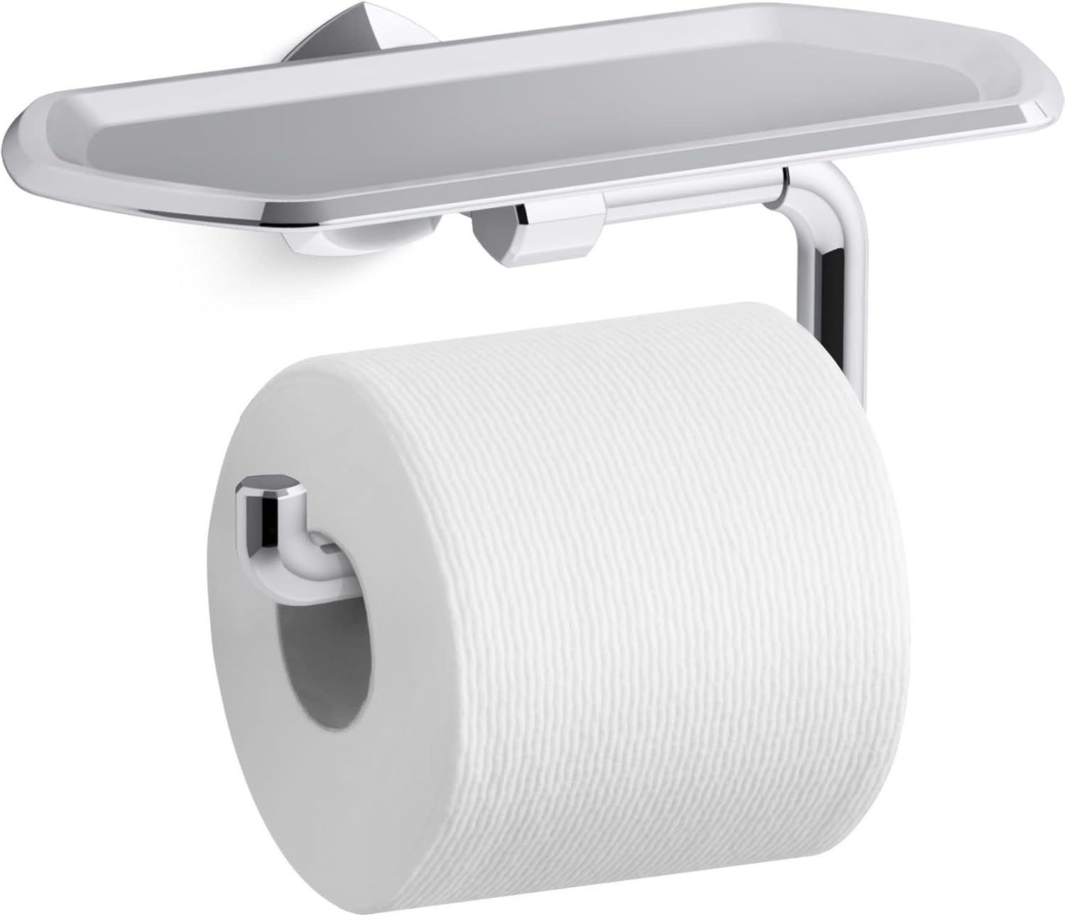 Kohler K27128-SN Occasion Wall Mounted Euro Toilet Paper Holder with Tray Vibrant Polished Nickel