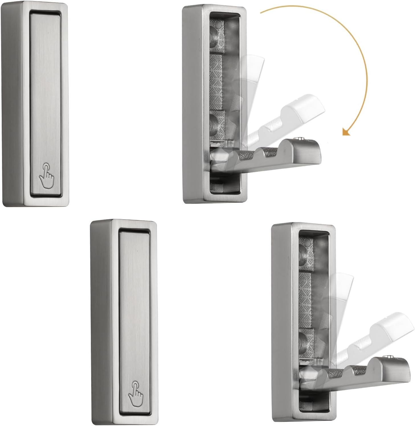 Folding Wall Hook, 4Pcs Foldable Coat Hooks Mounted, Heavy Duty Zinc Alloy No Rust Fold Up Hooks for Hanging Coat, Towel, Key, Hat, Bag, Jacket, Backpack (Brushed Nickel) - Image 2