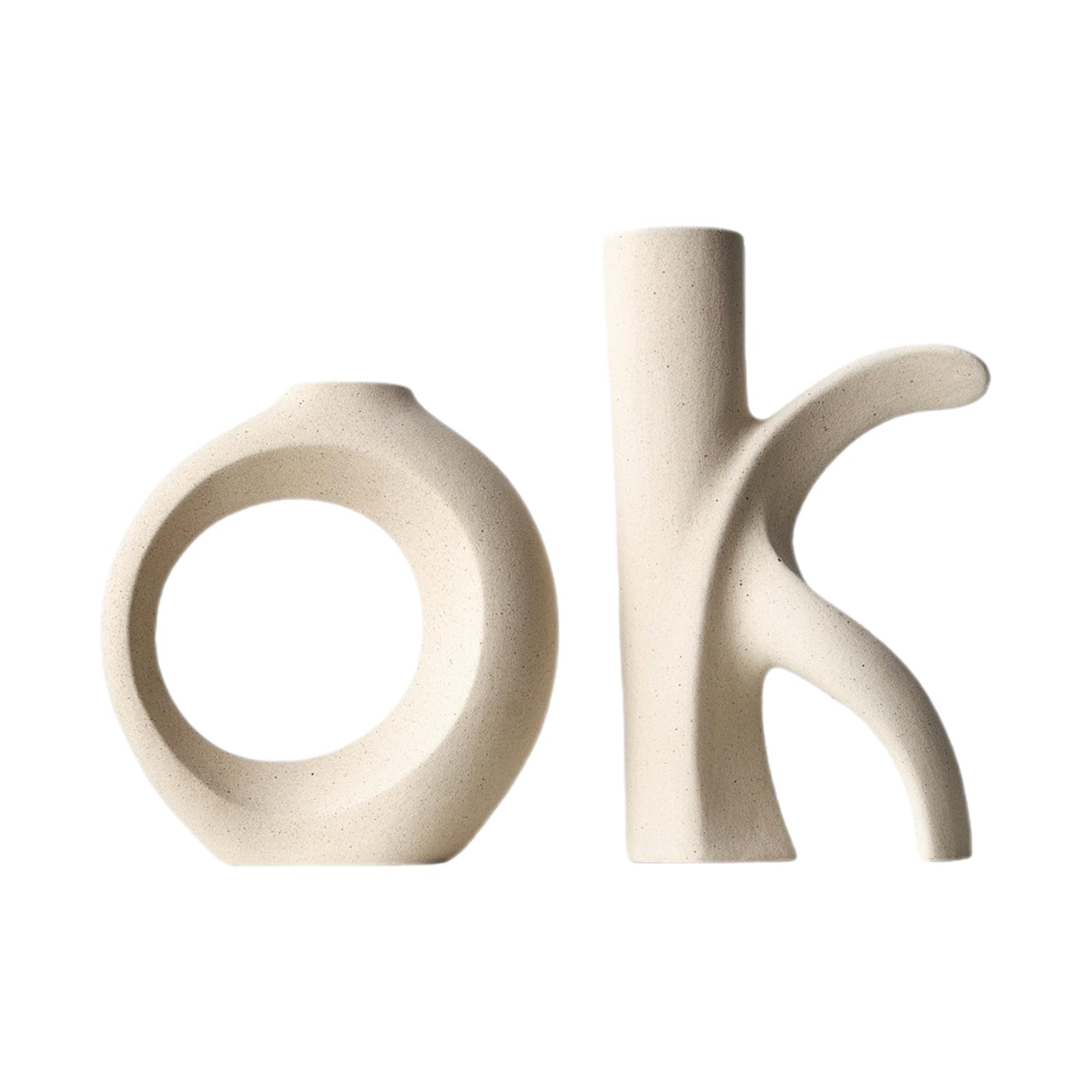 Qusinfc Ceramic Vases Set of 2 Decorative Vases for Home Decors Small Flower Vase Farmhouse Rustics Vase for Bedroom Kitchen Ceramic for Home Decors