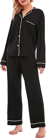 LUBOT Womens Pajamas Set for Women Soft 2 Piece PJ Set Button Down Ladies Comfy Short Long Sleeve Sleepwear Set S-XXL