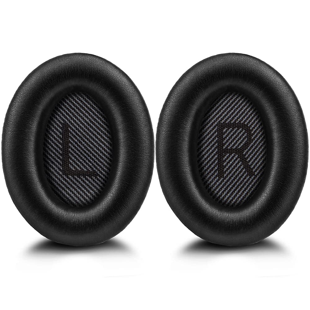 Benting Replacement Earpads Cushions for Bose QuietComfort 35 (QC35) & Quiet Comfort 35 II (QC35 ii) Headphones, Ear Pads with Softer Leather, Noise Isolation Foam, Added Thickness (Black)