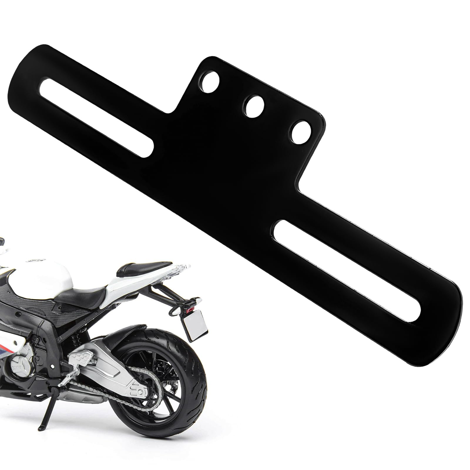 Photo 1 of YTFRL Motorcycle License Plate Holder, Heavy Duty Metal Tag Holder with Light Mount Holes, Universal License Plate Light Bracket Mount Support Tail Rear Lights, Motorcycle Accessories (1 PCS)