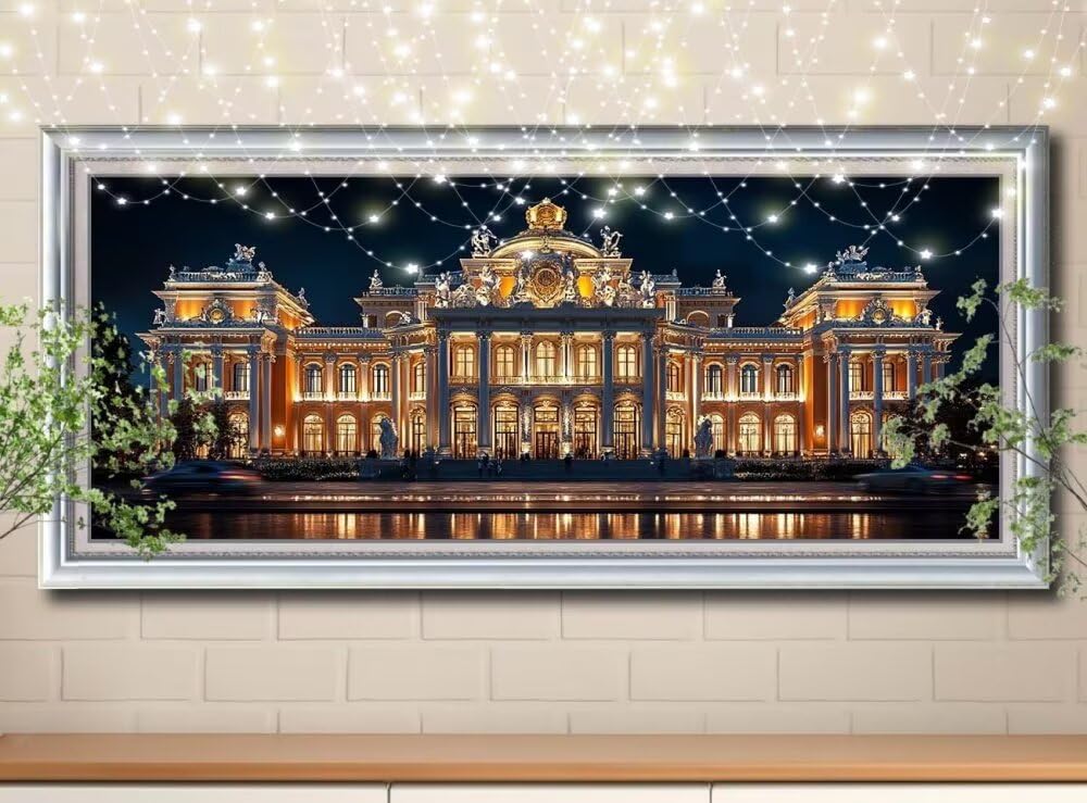 Malarstwo diamentowe 5D "zrób to sam" dla dzieci, mały hotel, krajobraz, obraz diamentowy 70 x 180 cm, tworzenie mozaiki według liczb, zestaw do malowania krzyżykowego, dla dorosłych, do dekoracji