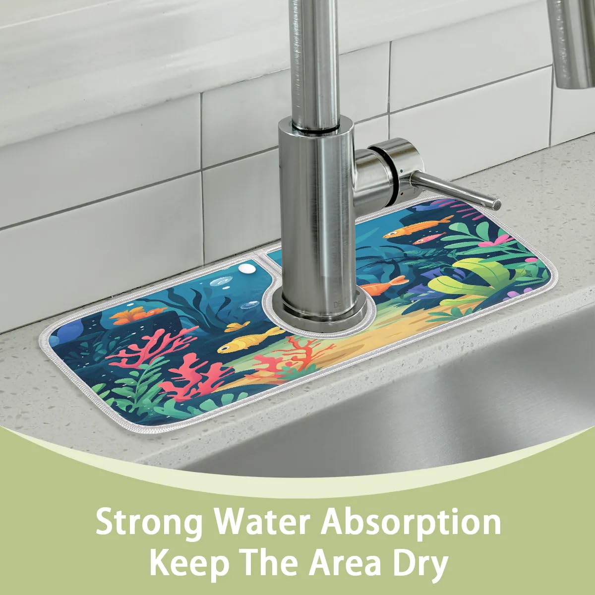 Tapis Absorbant Pour Robinet 2PCS, évier De Cuisine En Tissu Microfibre Réutilisable, Garde De Protection Contre Les éclaboussures Avec Fond étanche Pour Cuisine Salle De Bain (gris