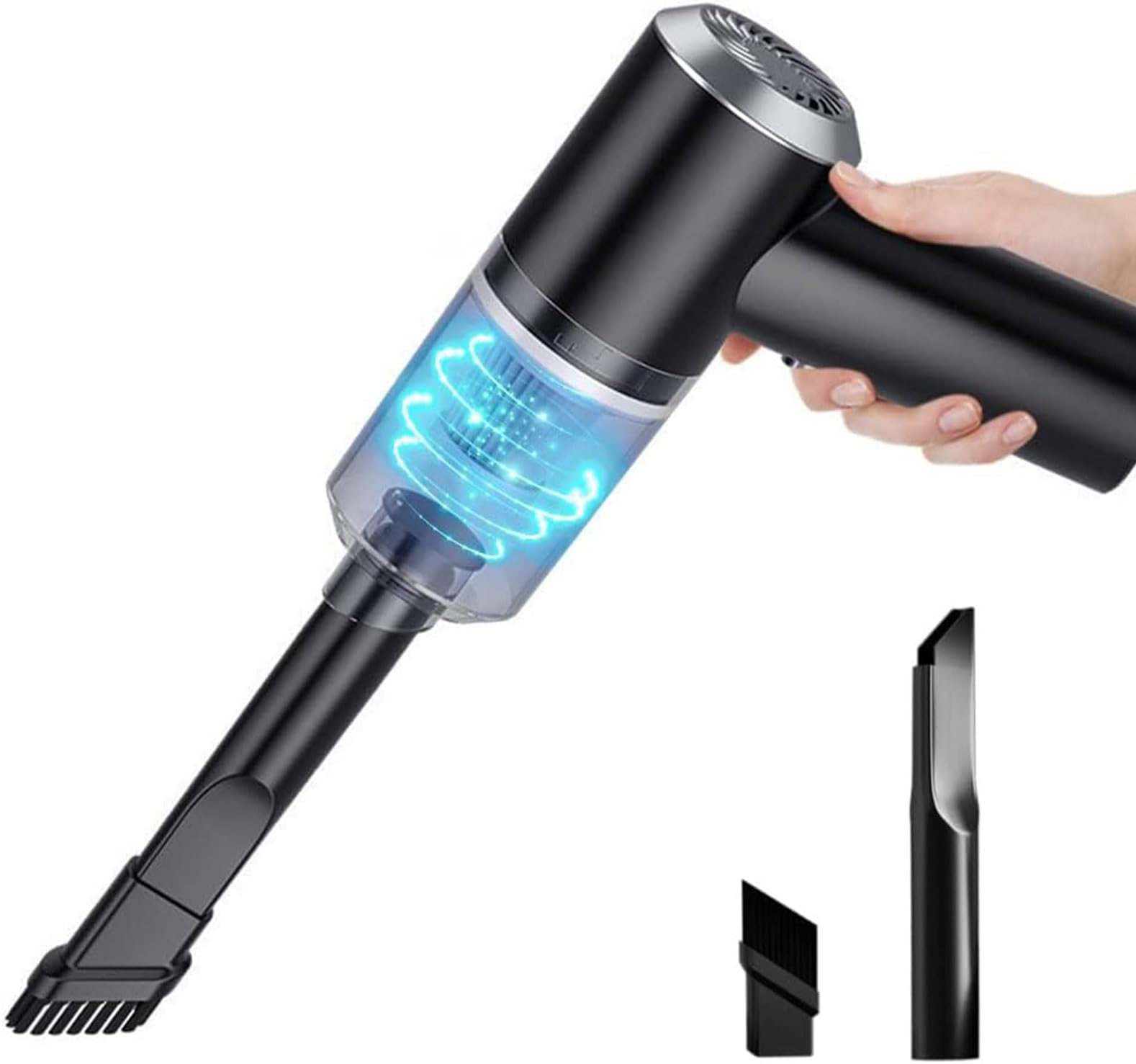 Aspirapolvere Auto Senza Filo 120W - 6000Pa, Ricaricabile USB, Con LED E Accessori, Nero - Foto 6