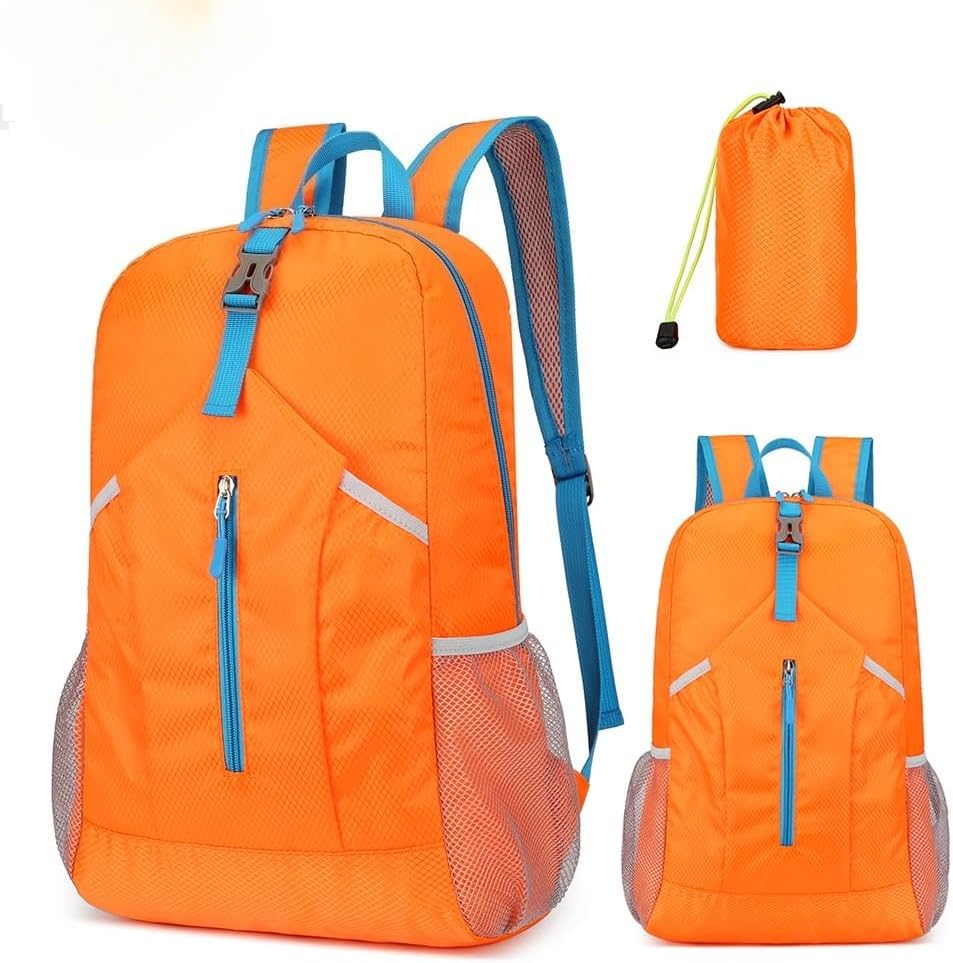 Mochila de caminhada, leve e dobrável, design impermeável de 25 L, mochila diária portátil, ideal para ciclismo, acampamento e aventuras ao ar livre