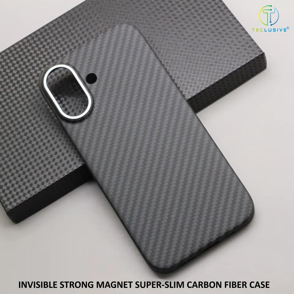 Image of T TECLUSIVE Carbon Fiber Case Compatible with Magsafe iPhone 17 Black
