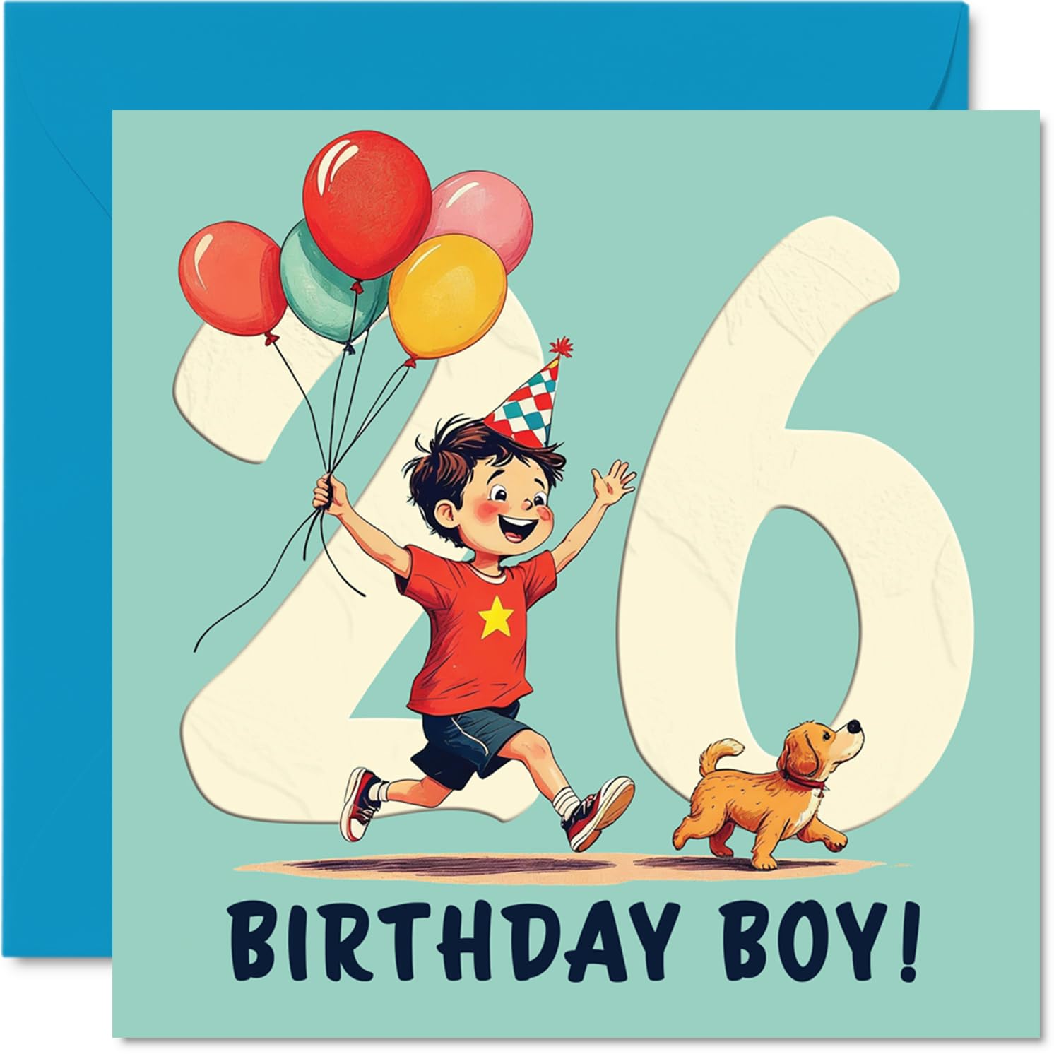 26th Birthday Cards for Men, Balloon Boy