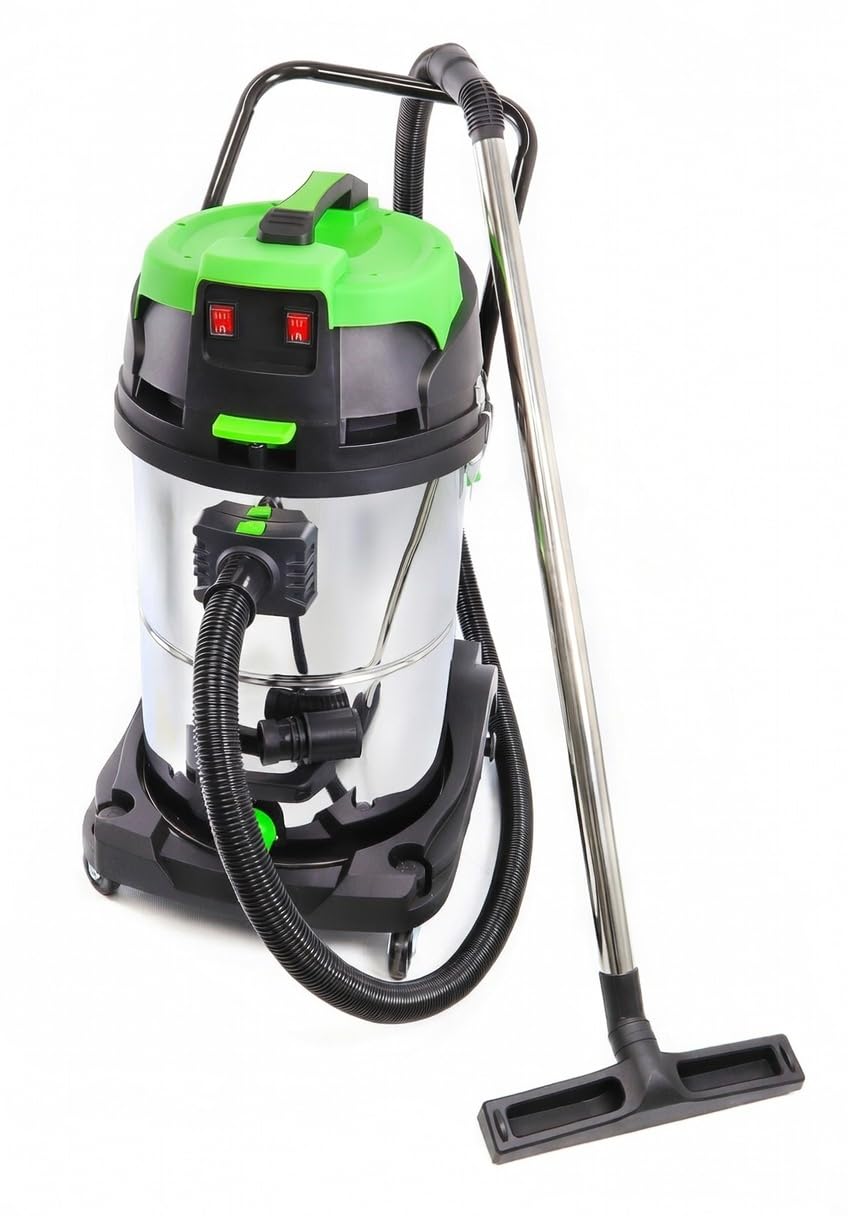 JOMAFA Aspiradora Industrial seco y humedo 2400 w Doble Motor Acero INOX. 70 litros