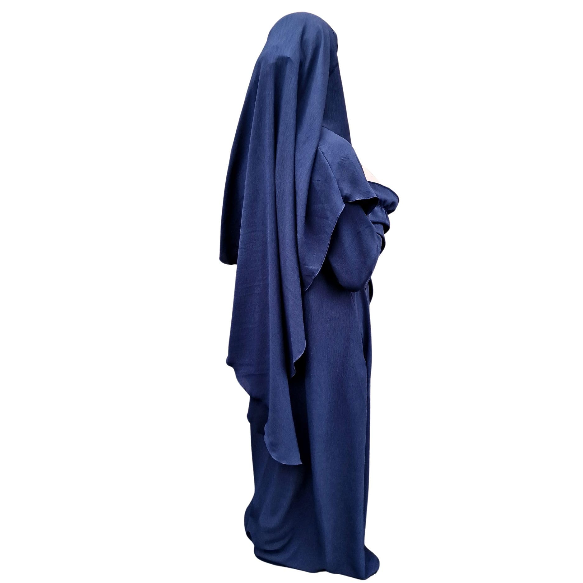 Yaqeen Abaya + Khimar Diamond Triangle cut Set Long Hijab Muslimah scarf Jilbab muslim Maxi dress Prayer Dress (Size 6-12 Navy)