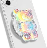 Holographic 3D Gummy Bear Magnetic Phone Grip Stand - Expandable Collapsible Holder for iPhone, Samsung, Tablets