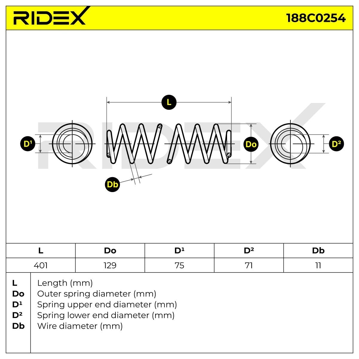 RIDEX 188C0254 2x Ressort de suspension Arrière Compatible avec RENAULT Laguna 3 Grandtour KT, KT0/1