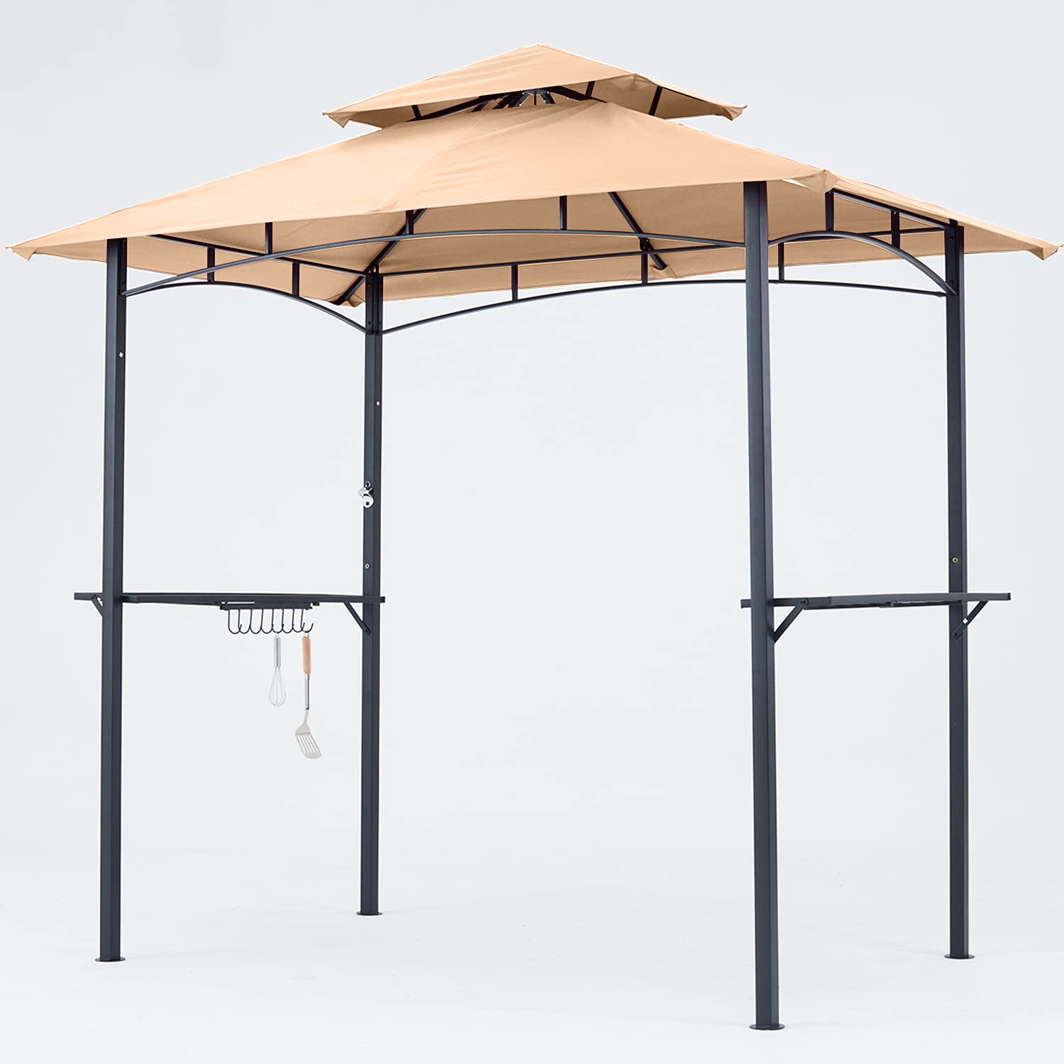 ABCCANOPY8x5 Grill Gazebo Canopy - Outdoor BBQ Gazebo Shelter with LED Light and Awning Barbeque Gazebo Canopy