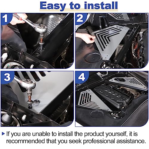Image of Daeiclru Engine Bay Panel Cover Compatible with Chevrolet Corvette C8 2020-2023, Aluminium Engine Protector Splash Shield, Left Right Engine Case Guards (Silver)