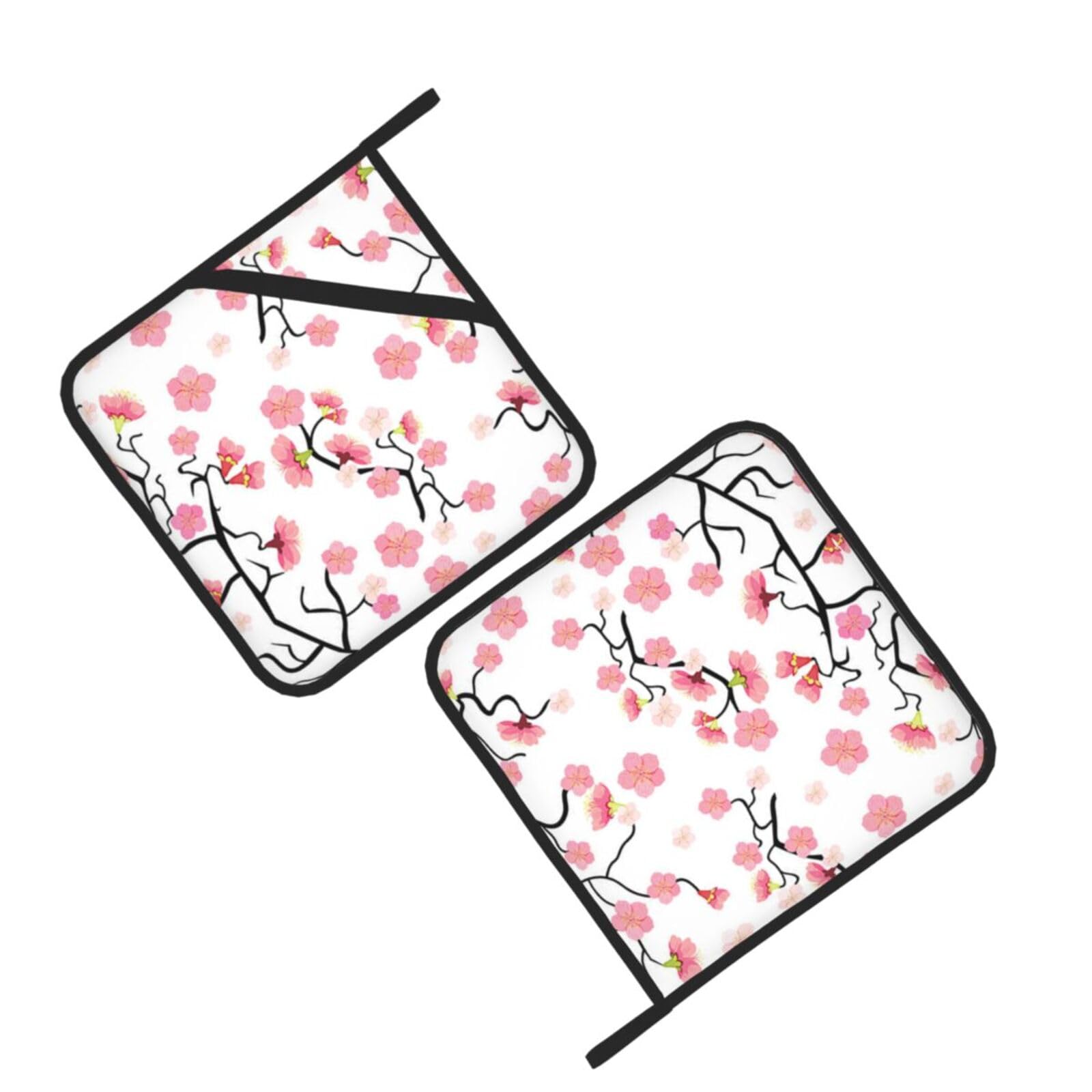 Cherry Japanese Cherry Blossom Printed Oven Pot Holders Set of 2 Pcs Heat Resistant Kitchen Microwave Potholders for Cooking Baking Grilling