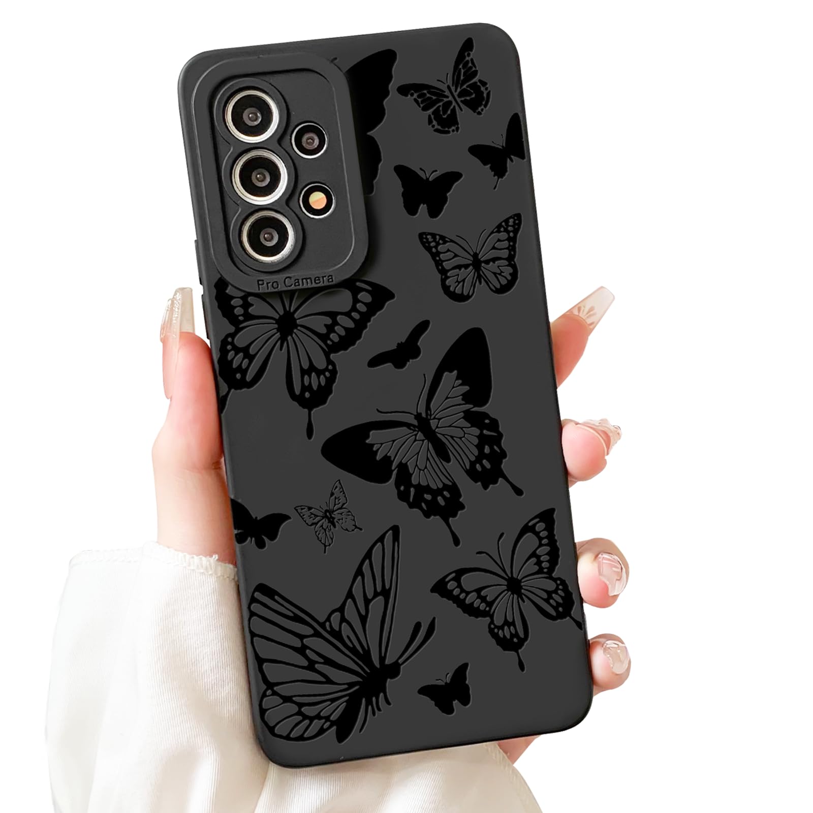Lovmooful Compatible for Samsung Galaxy A23 5G Case Cute Cool Butterfly with Black Design for Girls Women Soft TPU Shockproof Protective Girly for