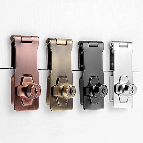 Miniatura 7 de Kyuionty 2 cerraduras de cerrojo con llave de 3 pulgadas, perilla giratoria de 3 pulgadas, cerrojo de bloqueo con llave, cierres de cerrojo de