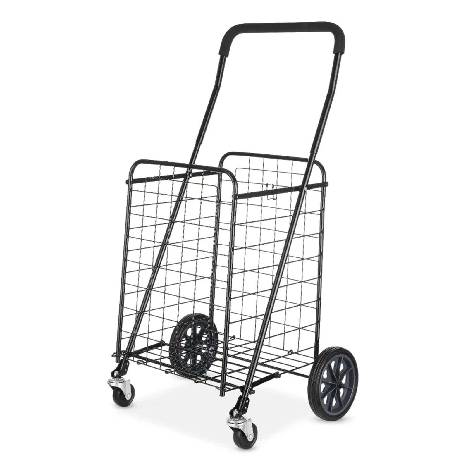 Carretilla Carro de Compras Ajustable la Cesta lavadero del balanceo Acero, Carro Negro Carretilla con Las Ruedas Trabajo Pesado