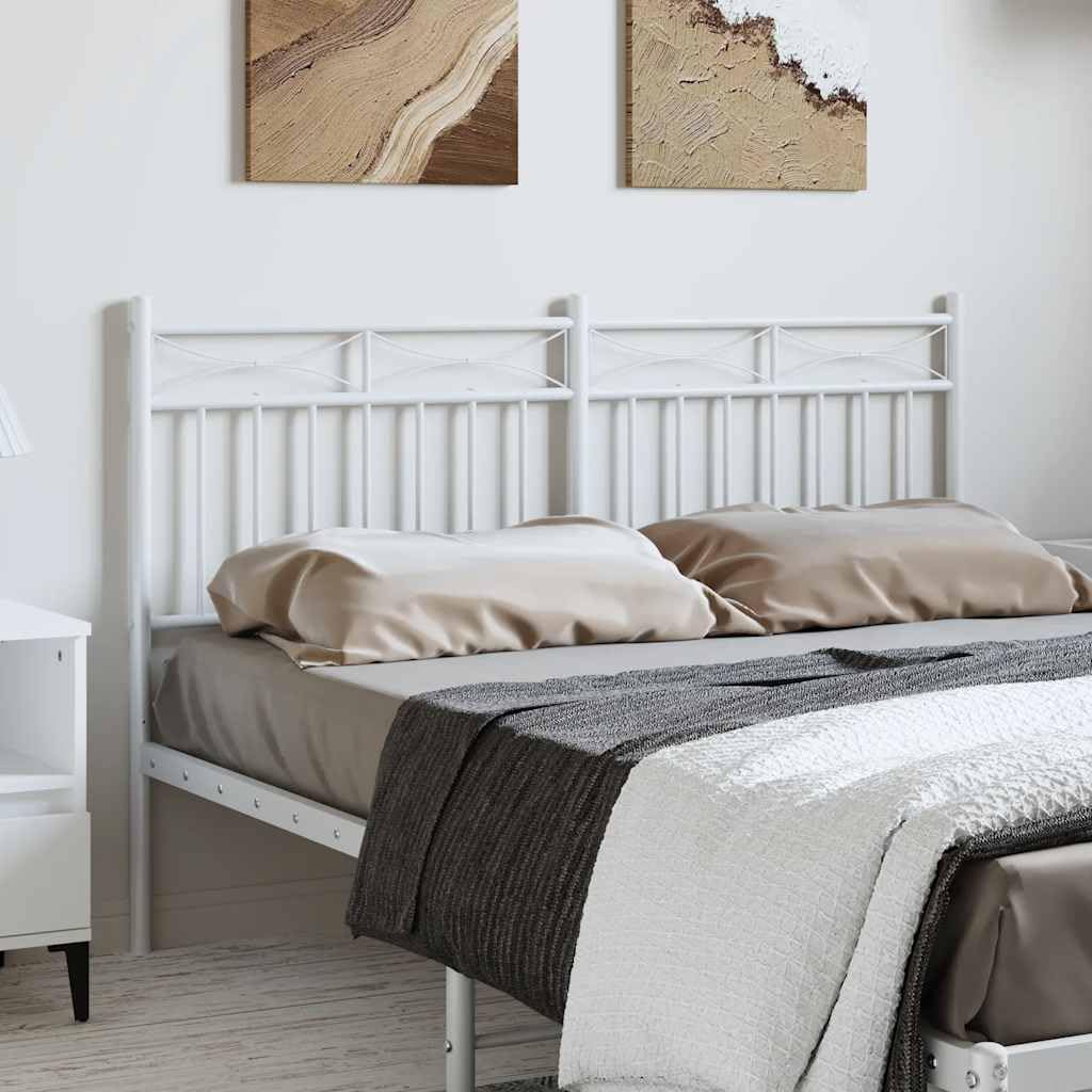 Testiera di ricambio elegante in metallo verniciato a polvere, bianco, larghezza materasso 150 cm, design robusto in acciaio per camera da letto, comodo schienale