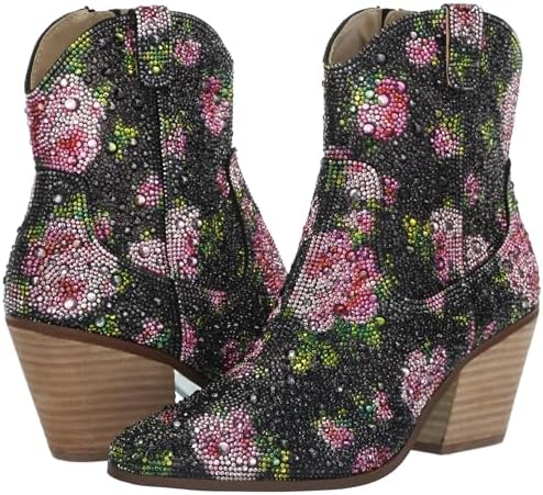 Betsey Johnson Women's Diva Western Boot, Black Floral, 9 | Image 6