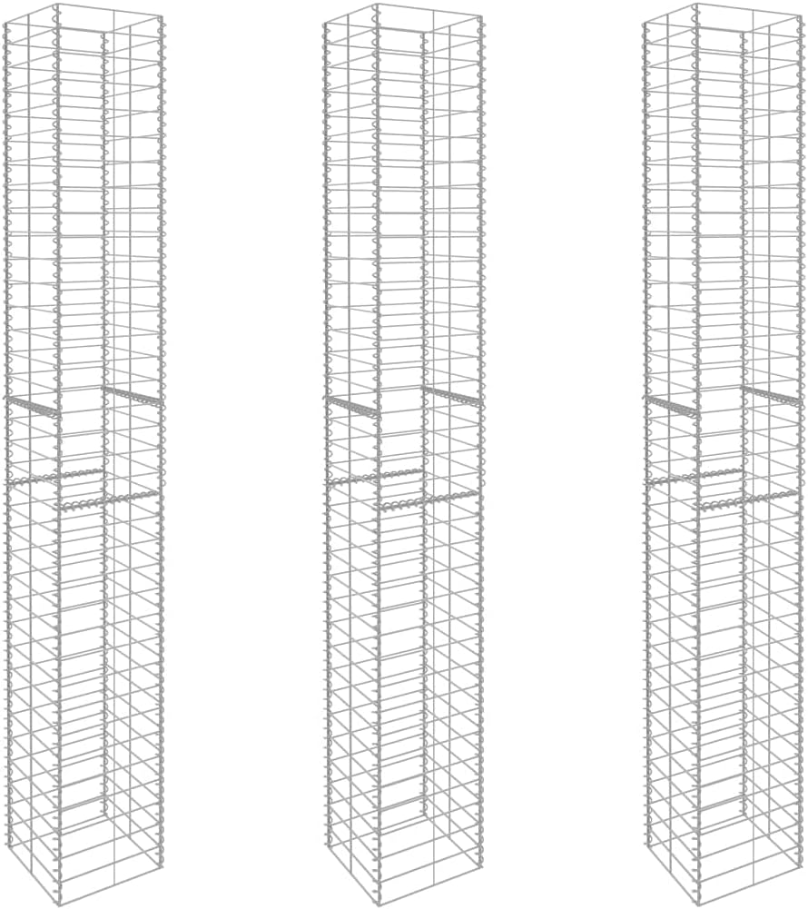 3 Piece Gabion Baskets Set Galvanized Wire, Gabion Raised Bed, Gabion Cages Basket Steel Woven Gabion Net for Backyard Garden, Ø 11.8"x19.7"(3 pcs)