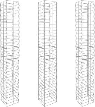 3 Pcs Gabion Baskets Galvanized Steel Retaining Wall Garden Fence Stone Cage System 9.8 x 9.8 x 77.6 Inches