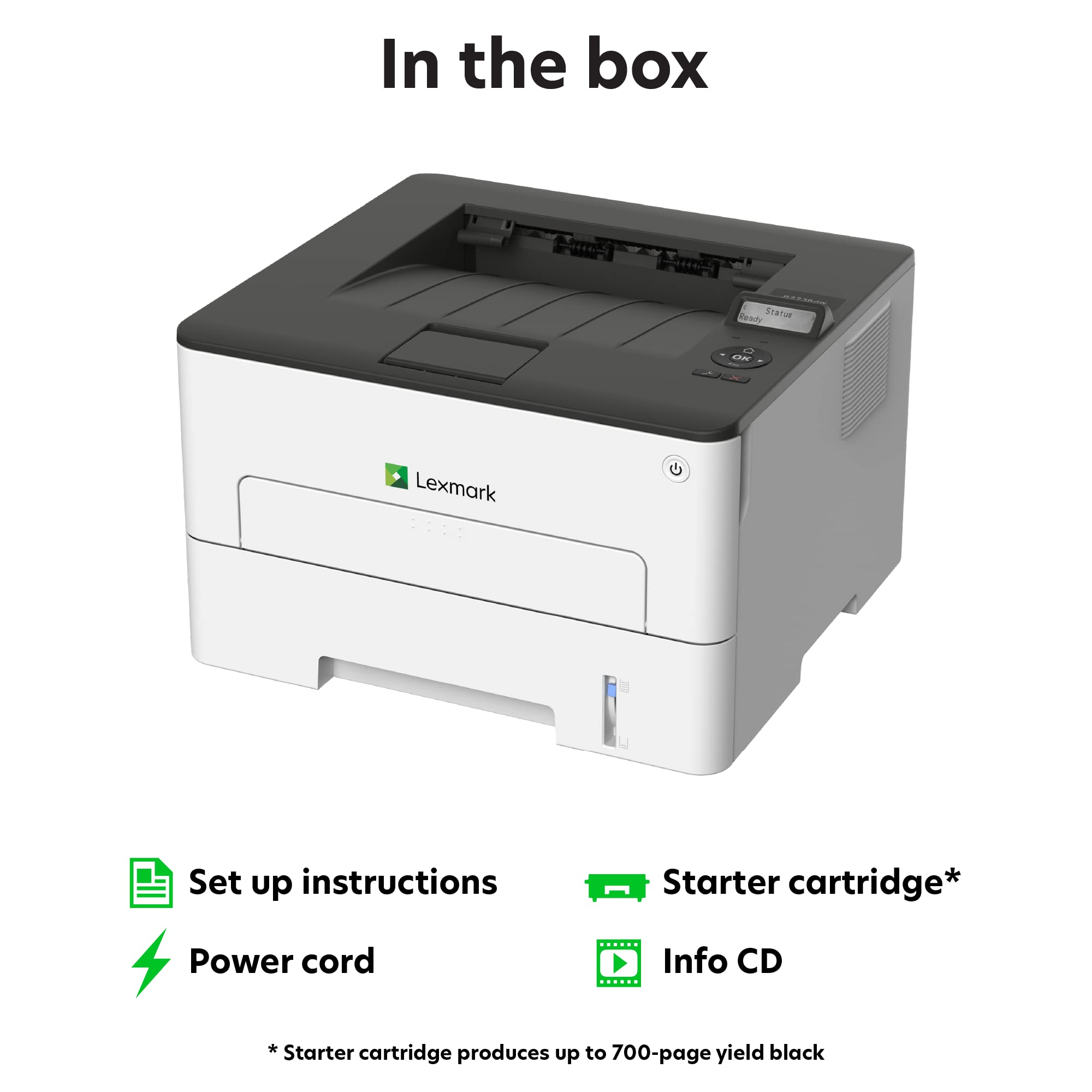 Lexmark B2236DW Monolaser (WiFi, LAN, up to 34 S/Min., Automatic Printing on Both Sides) Black/Grey