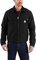 Carhartt Men's Duck Detroit Jacket: Rugged 12oz Cotton Work Outerwear, Blanket-Lined, Big & Tall Sizes, Black Large