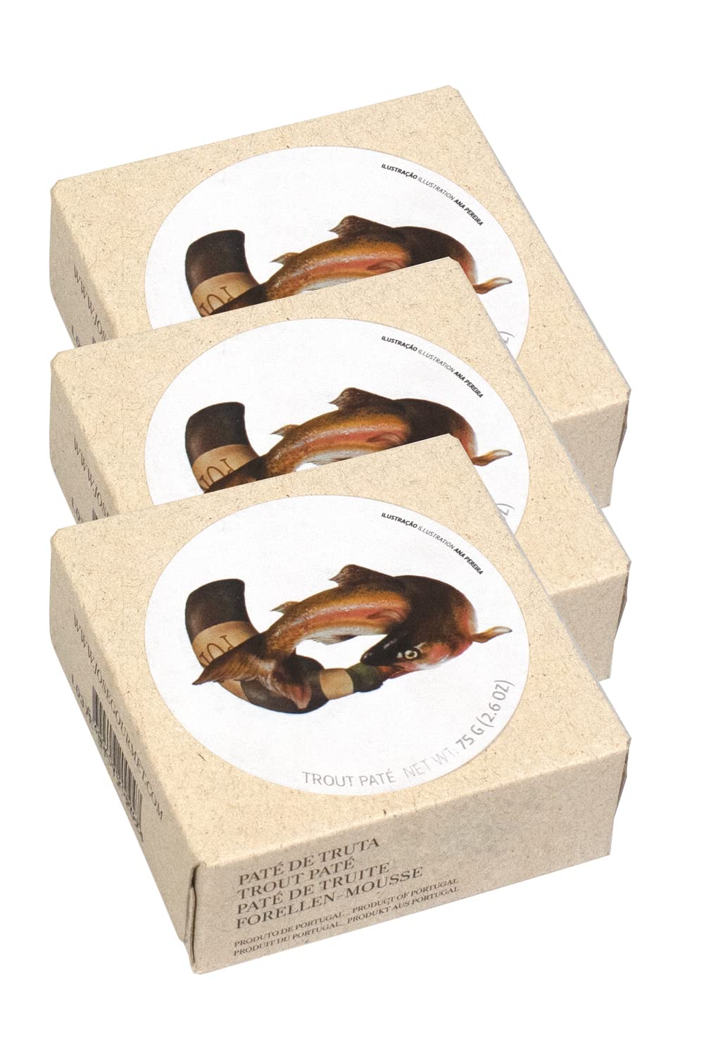 Canned Trout Paté with Port Wine by Jose Gourmet, Wild Caught Portuguese Trout, Tinned Fish Paté, High Protein Sustainable Seafood, Omega 3, Fair Trade, 75g Can