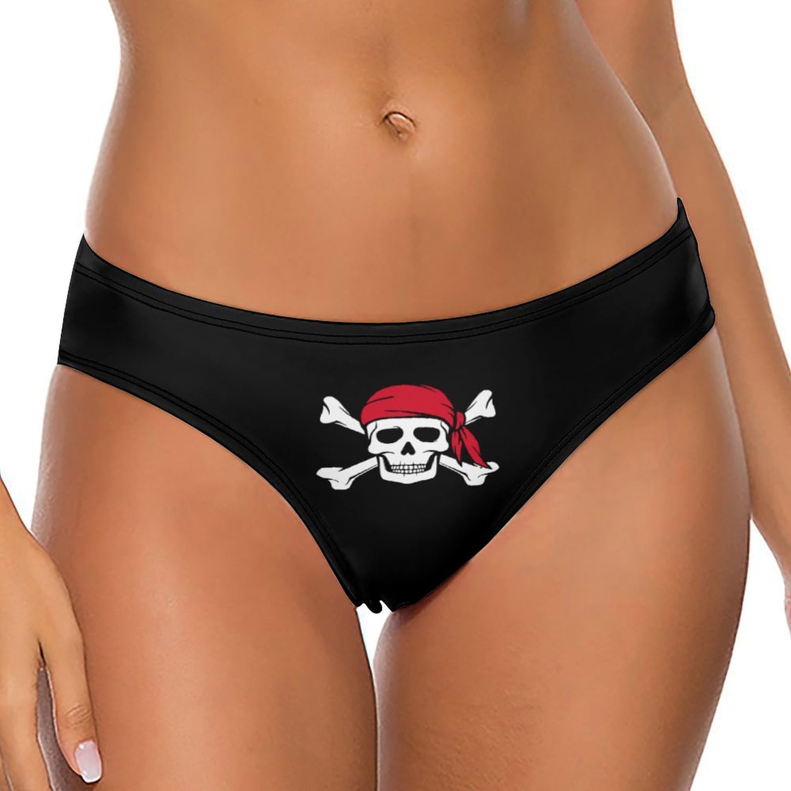 KWQDOZF Pirate Crossbones Skull Funny Womens Thong Breathable Underwear Novelty Gifts for Women