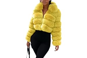 Yellow Puffer Jacket: Fluffy Faux Fur Coat for Winter Warmth