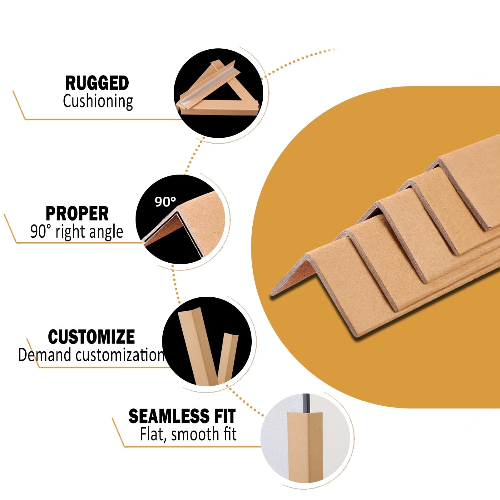 Kantenschutz aus verstärktem Karton für Verpackung, Versand & Palettenschutz, lange Längen, 3-4 mm dick