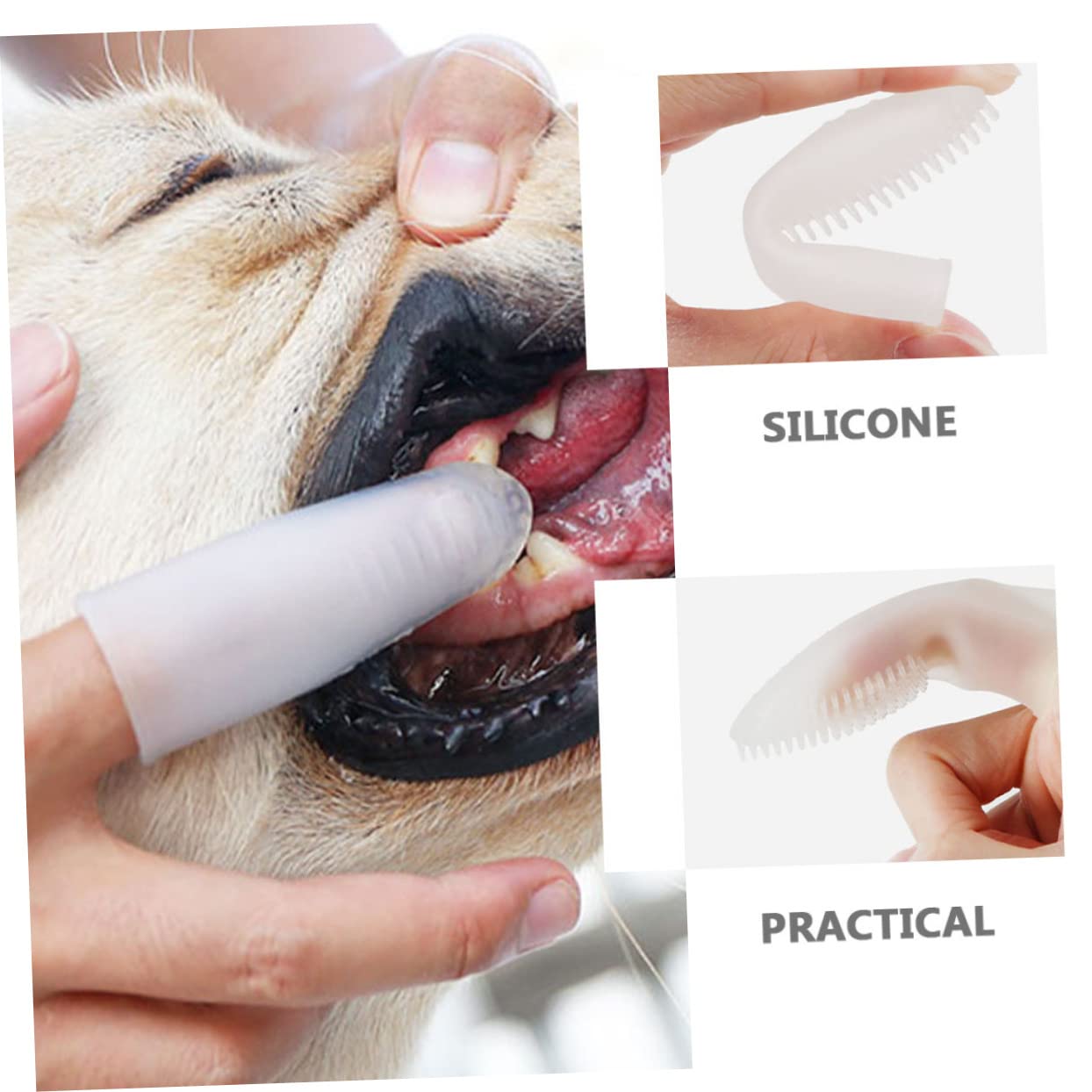 Sosoport 4pièces Brosse à Dents Pour Chiens Silicone Outil De Soin Pour Animaux Brosse à Doigts Douce Pour Nettoyage Des Dents Des Chiens Chats