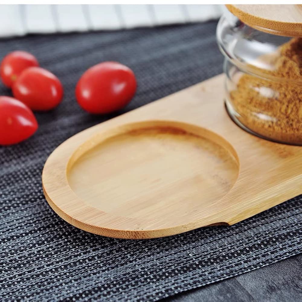 Bambus-Küchen-Aufbewahrungsdosen-Set, 3-teilig, Gewürzbox und Glas für Salz, Gewürze und Kräuter, stilvoller Haushalt (25 x 9,5 x 7,5 cm)