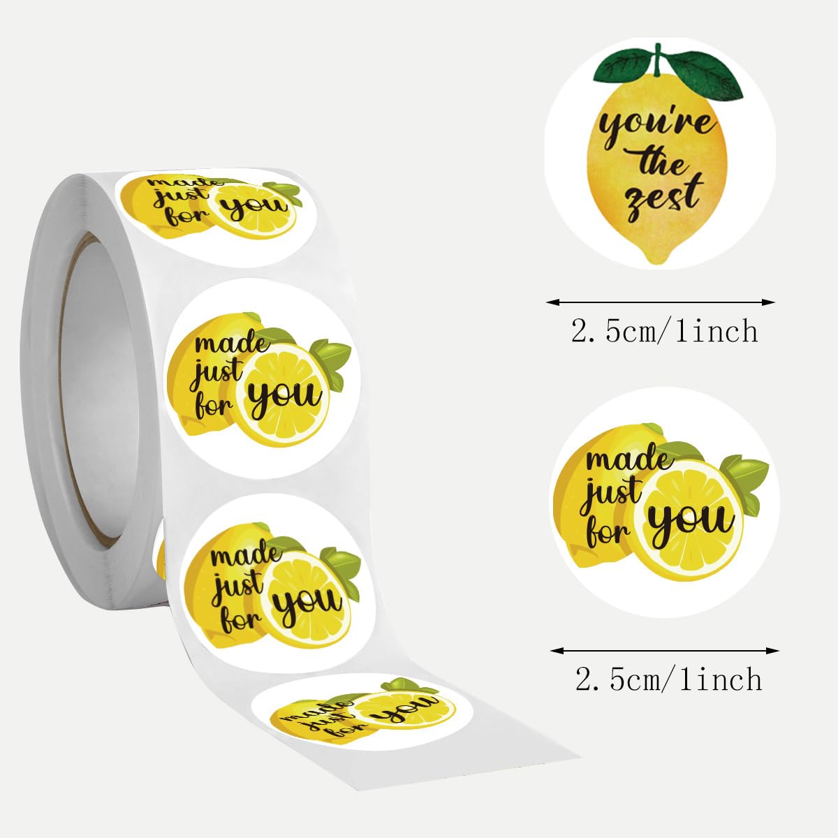 carl vinson® Lemon Pattern Stickers Roll Circulating Fruit Self-Adhesive Sealing Labels Pack of 1 Roll | C102B-Two Lemons | 2.5cm/500pcs 2