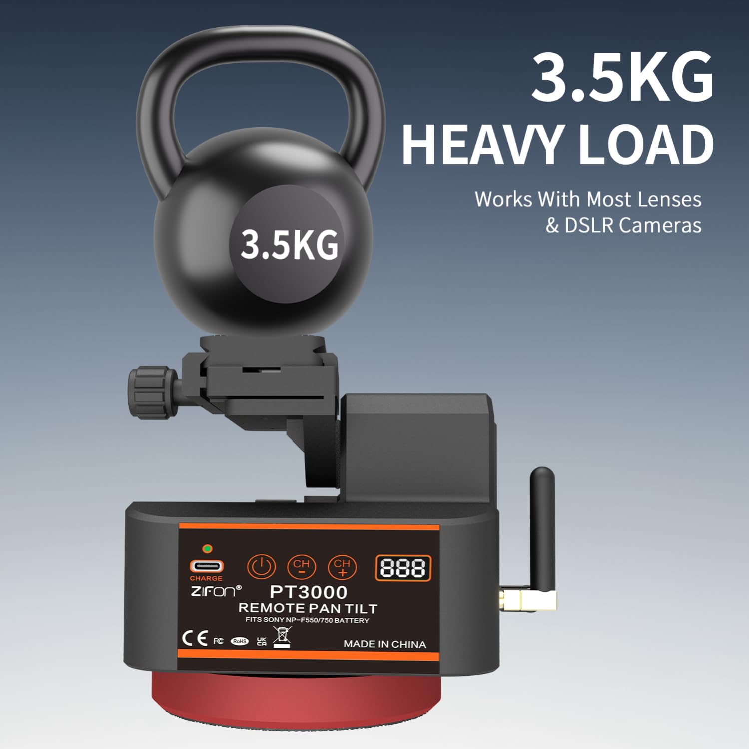 ZIFON PT3000 gimbal elektryczny, nośność 3,5 kg, głowica obrotowa