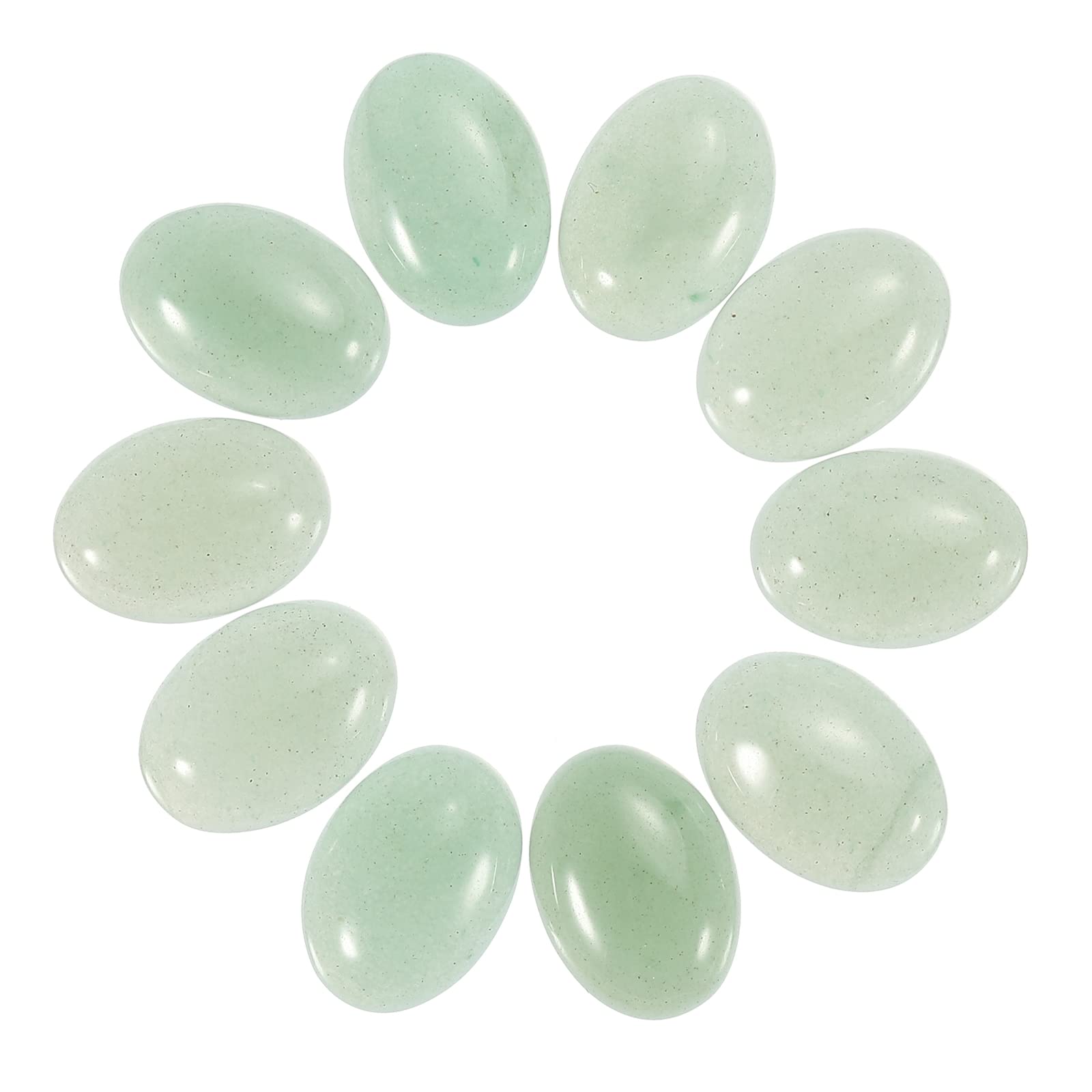 sourcing map Flat Oval Stone,Oval Cabochons Stones 18mm x 13mm Natural Stone Cabochons for Jewelry Making DIY Photo Frame Home Decor (Pack of 10, Light Green)