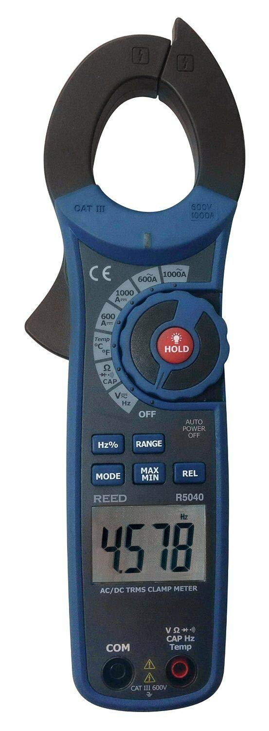 REED Instruments R5040 True RMS AC/DC Clamp Meter with Temperature and Non-Contact Voltag…