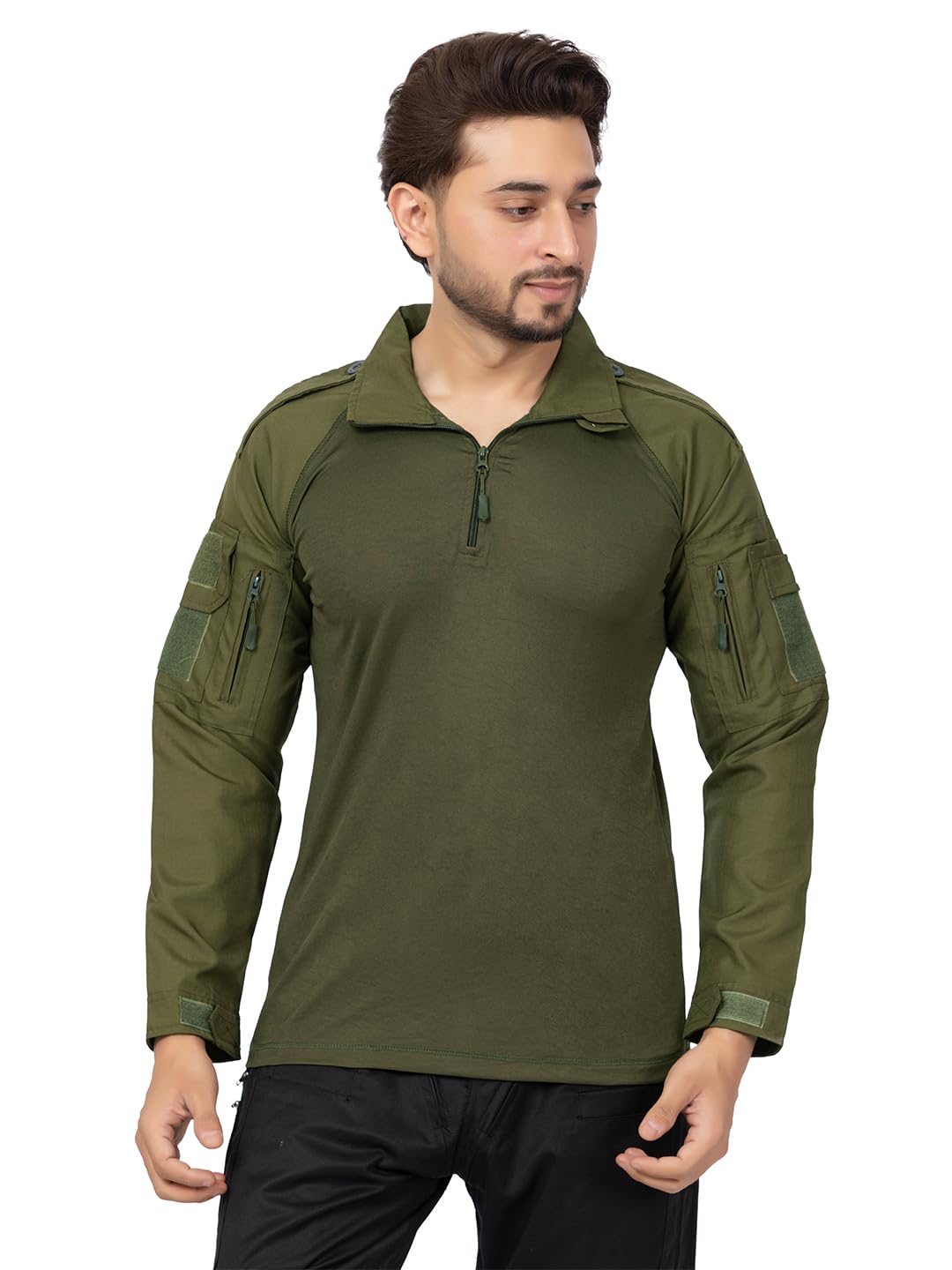 rangers Men's Polyester Polo Neck Camouflage Full Sleeve Tactical T-Shirt | Stretchable | Arm Valcro | Light Weight-picture-43