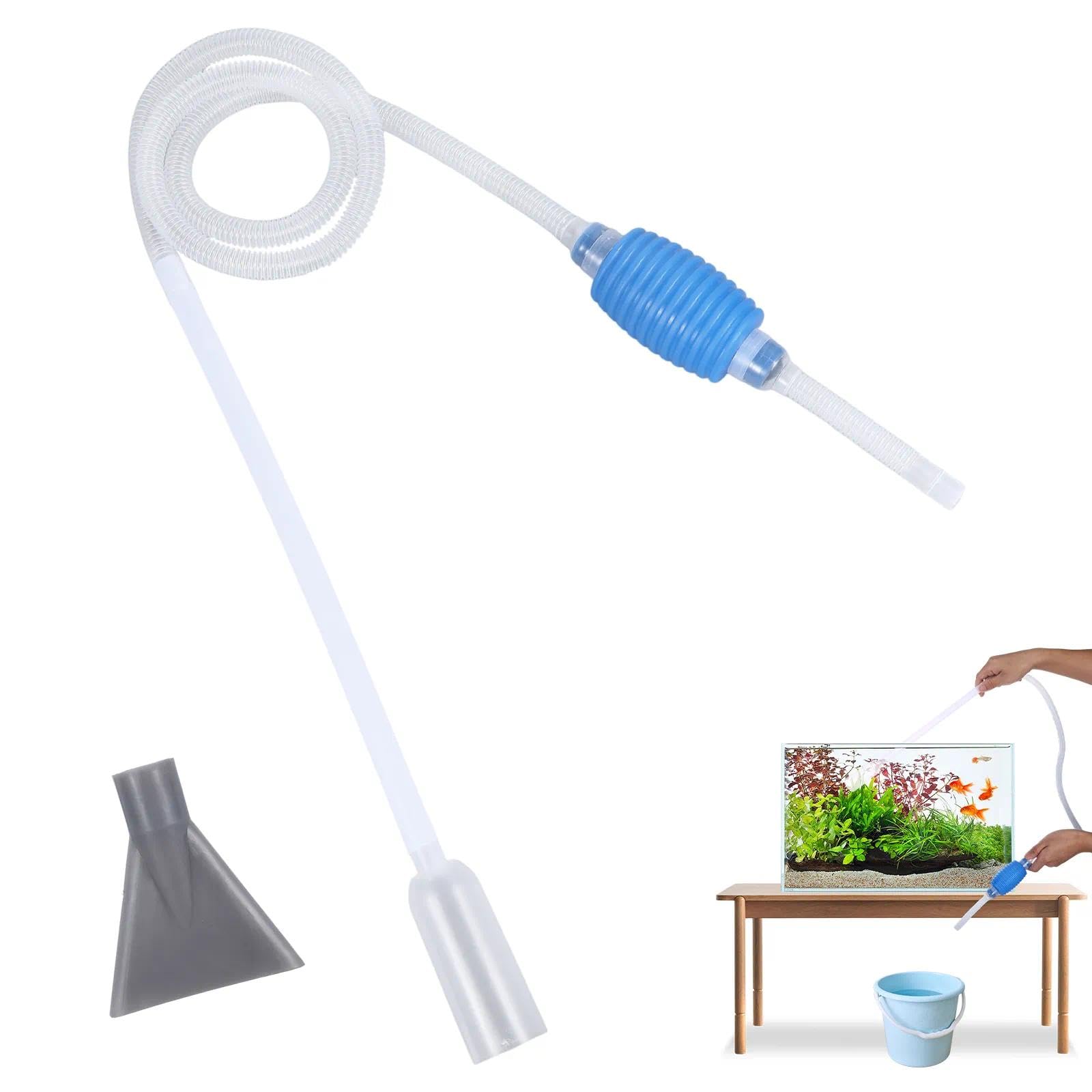 Jaarssho Fish Tank Cleaner with Scraper,Aquarium Cleaner,Fish Tank Cleaning Kit,A Hand Syphon Pump,Fishbowl Accessories,Siphon Pump Water Change,Daily Water Changing Filter,46.06 In Pipe