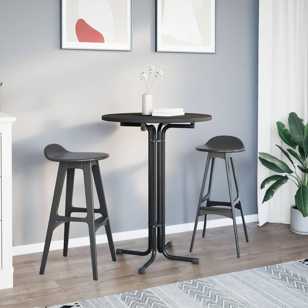 Table de bar noire Ø 80 x 110 cm bois multicouche acier