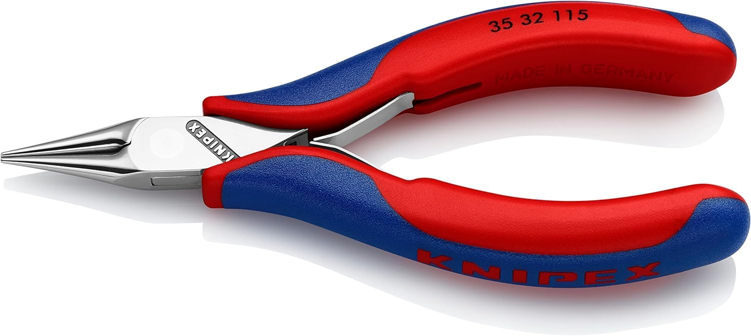 KNIPEX Elektronik-Greifzange mit durchgestecktem Gelenk mit Mehrkomponenten-Hüllen 115 mm, 35 32 115