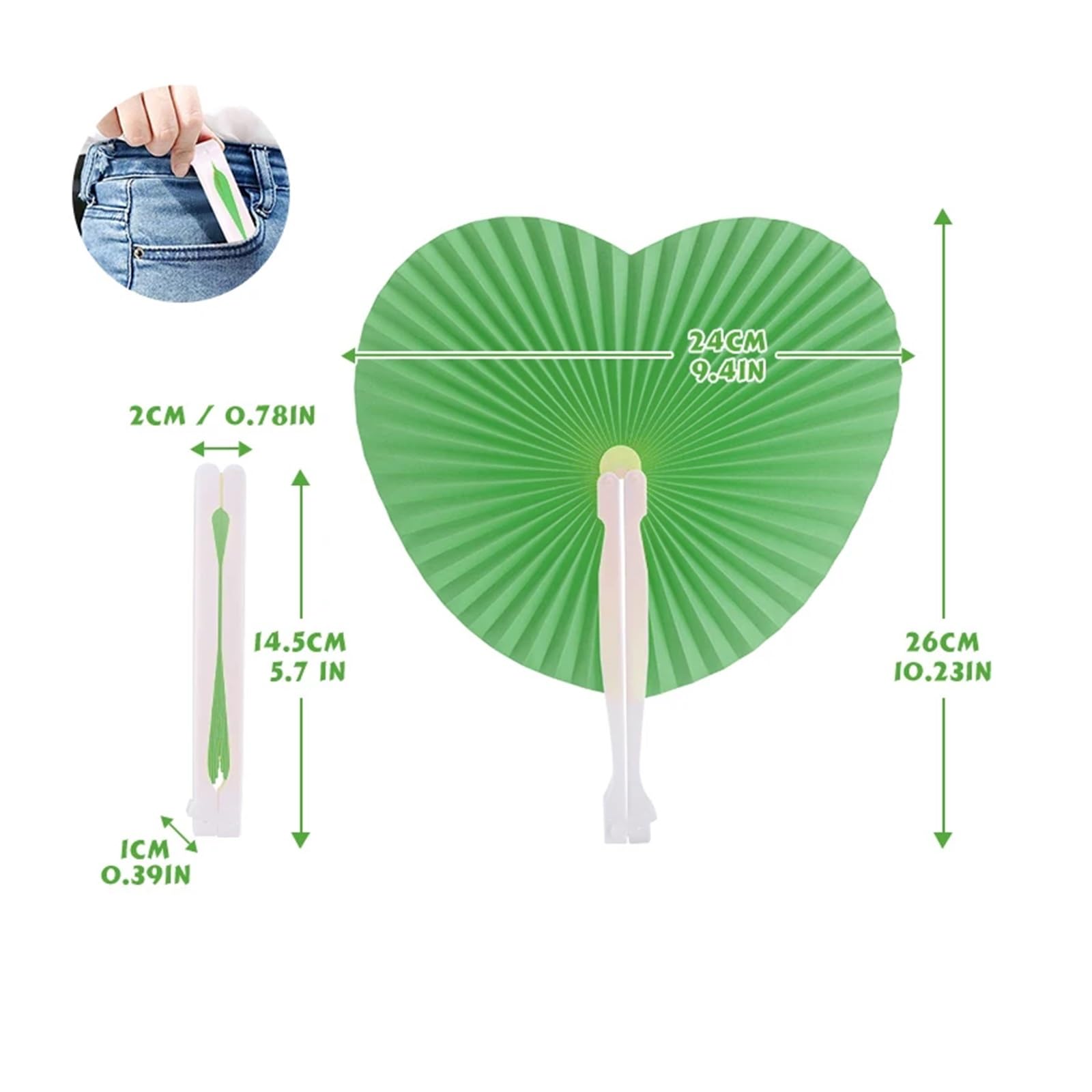 Papier-Faltfächer Faltfächer Papierfächer Blankofächer Festival Handfächer DIY Malerei Geburtstag Hochzeit Party Dekor Geschenke(Green,60pcs)