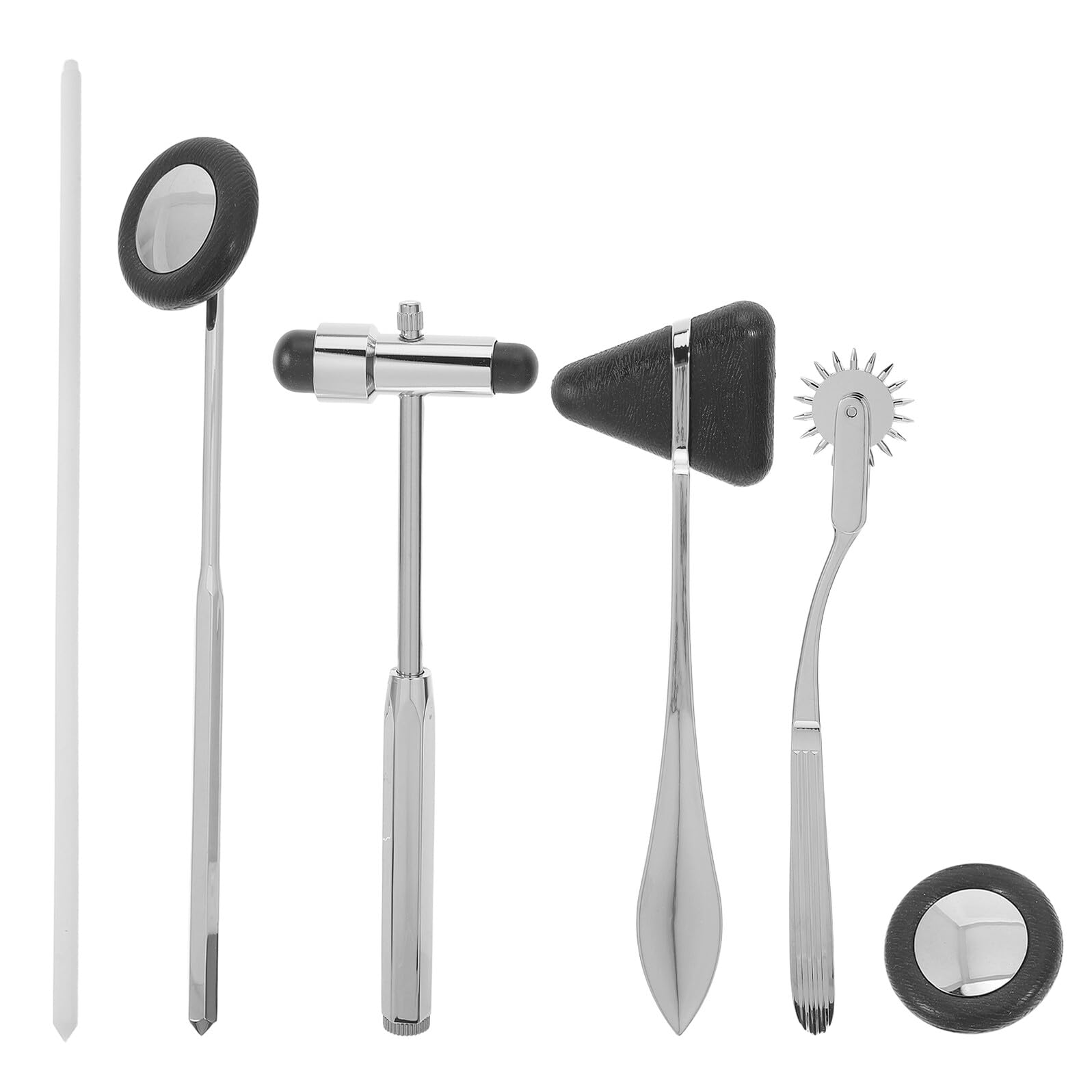 Martello da Percussione Diagnostico 5 Pezzi in Lega di Zinco Nero | Impugnatura Ergonomica in Abs, Feedback Preciso, Set 1 Confezione per Clinica e Ambienti Sanitari