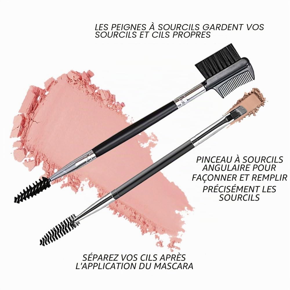 Brosse à Sourcils, 2 Pcs Peigne de Cils, Peigne à Cils Double Extrémité, Brosse Sourcils Double Face, Séparateur de Cils Portable, Pour Modifier les Sourcils et les Cils, Outils de Maquillage