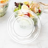 Vista 3 de Restaurantware Solo tapas: tapas Thermo Tek para ensaladeras desechables de 24 – 32 – 48 onzas, 50 tapas redondas para cuencos de delicatessen – Los